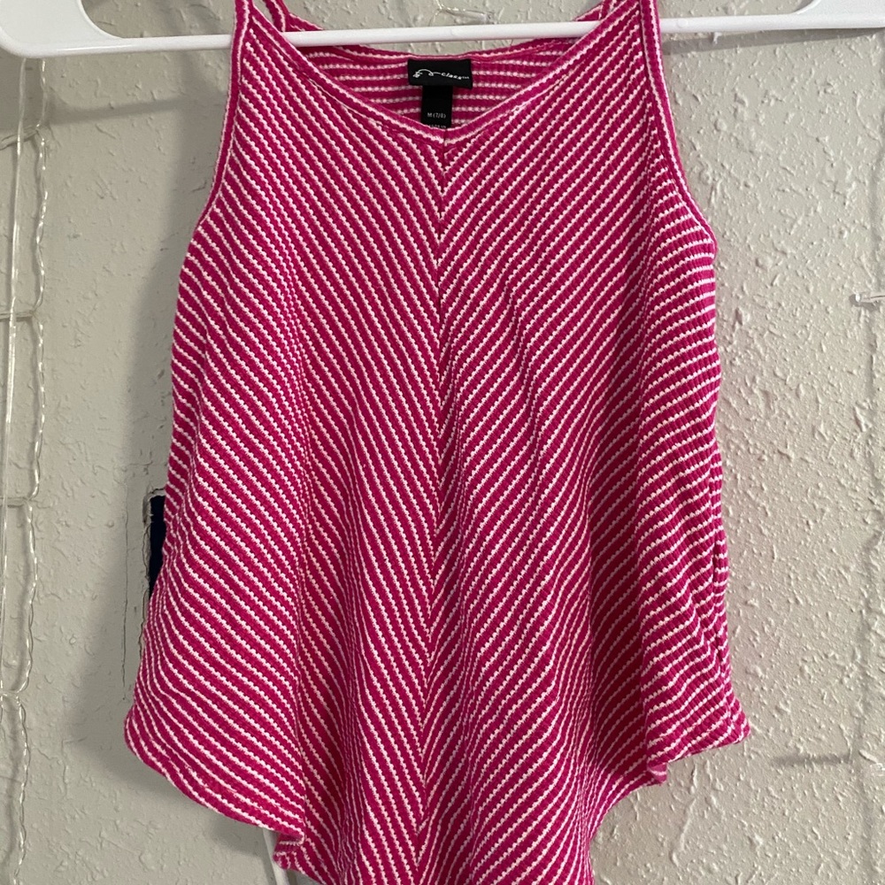 Pink and white tank